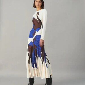 NWT Tory Burch Printed Long-Sleeve Sheath Dress, Lady Foulard, size 0